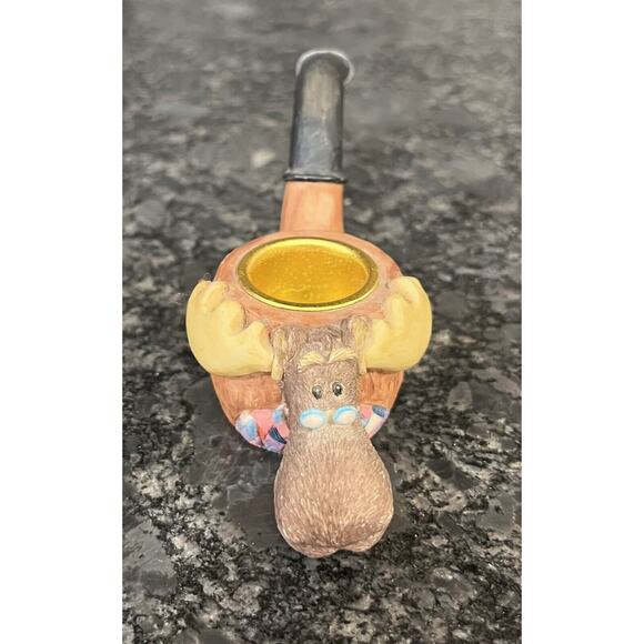 (1) Pair Enesco Moose Creek Crossing Pipe Candlestick Holders 1995 #170712 - Picture 3 of 12